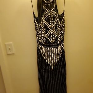 BLACK STUNNING BEADED SEE THROUGH DRESS